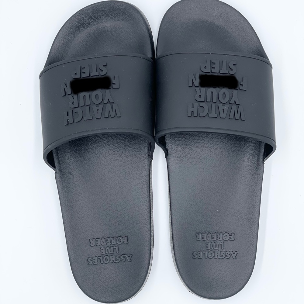 Linda Finegold Alf - Watch Your F’n Step Mens Black Slip On Slides Sandal Sz 8 - Picture 8 of 11